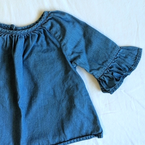 COPY - old navy bell sleeve chambray denim blouse 6-12 months baby girl - Picture 2 of 6